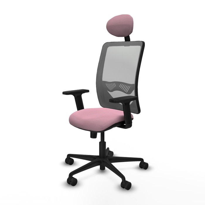 PIQUERAS Y CRESPO Silla de oficina Zulema con mecanismo Sincro, Tela Rosa y Malla Gris PIQUERAS Y CRESPO Silla de oficina Zulema con mecanismo Sincro, Tela Rosa y Malla Gris