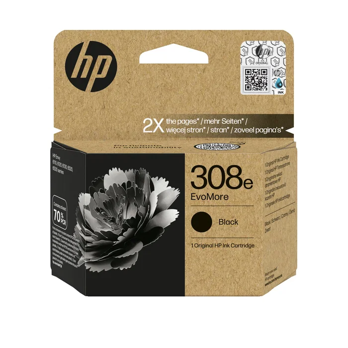 HP Cartucho de Tinta 308e EvoMore Negro Original, 320 páginas