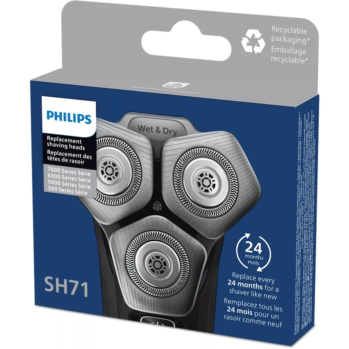 Philips Cabezales de Repuesto SH71/50, Pack de 3, Plata