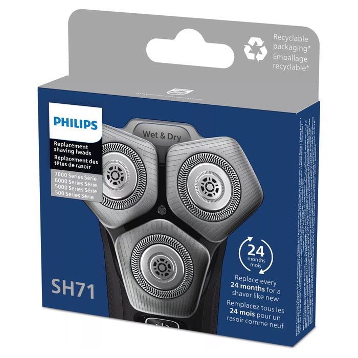 Philips Cabezales de Repuesto SH71/50 para Series 5000, 6000 y 7000, Pack de 3, Plata Philips Cabezales de Repuesto SH71/50 para Series 5000, 6000 y 7000, Pack de 3, Plata