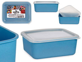 Arte Regal Recipiente Mediano Bambú Azul Tapa Plástico 19x14x7 cm No Apto Uso Alimentario (Set de 6)