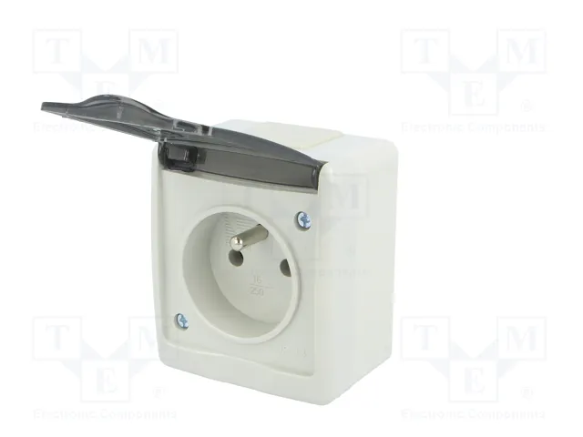 PAWBOL Tomacorriente de Alimentación AC 2P+PE 16A 250VAC Gris