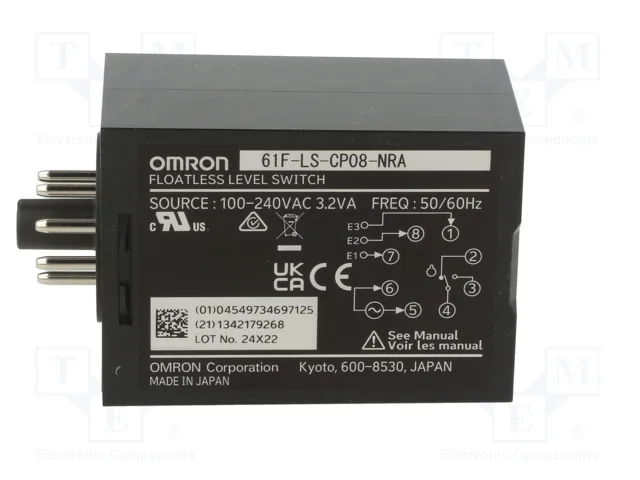 OMRON 61F-LS-CP08-NRA Relé de monitorización de nivel para líquido conductivo OMRON 61F-LS-CP08-NRA Relé de monitorización de nivel para líquido conductivo
