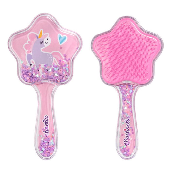 Martinelia Cepillo para el Pelo Glittery Unicorn - Desenreda Cabello Seco y Mojado Suavemente, Diseño Mágico para Niñas con Detalles Brillantes