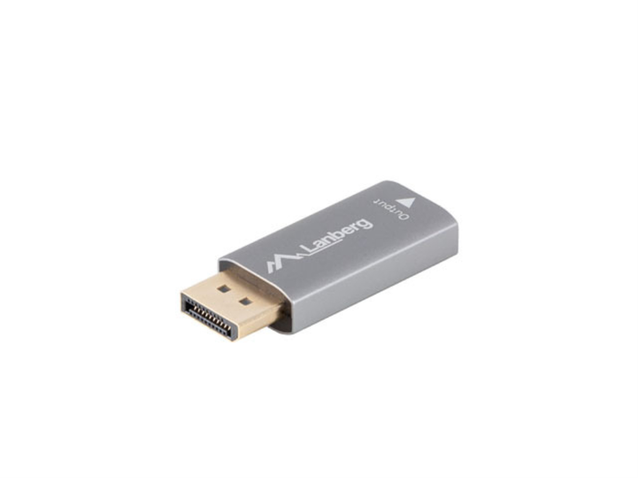 Lanberg Adaptador DisplayPort a HDMI 8K/4K, DisplayPort 1.4 HDMI 2.1, 48Gbps, 7680x4320@60Hz, 3840x2160@120Hz, Chapado Oro, Sin Cable - DP-HDMI-8K