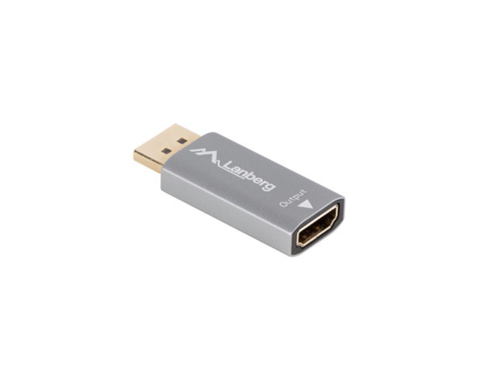 Lanberg Adaptador DisplayPort a HDMI 8K/4K, DisplayPort 1.4 HDMI 2.1, 48Gbps, 7680x4320@60Hz, 3840x2160@120Hz, Chapado Oro, Sin Cable - DP-HDMI-8K