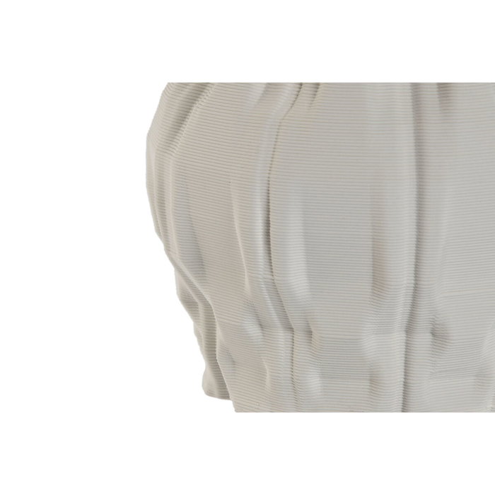 DKD Home Decor Jarrón de Gres Blanco con Acabado 3D