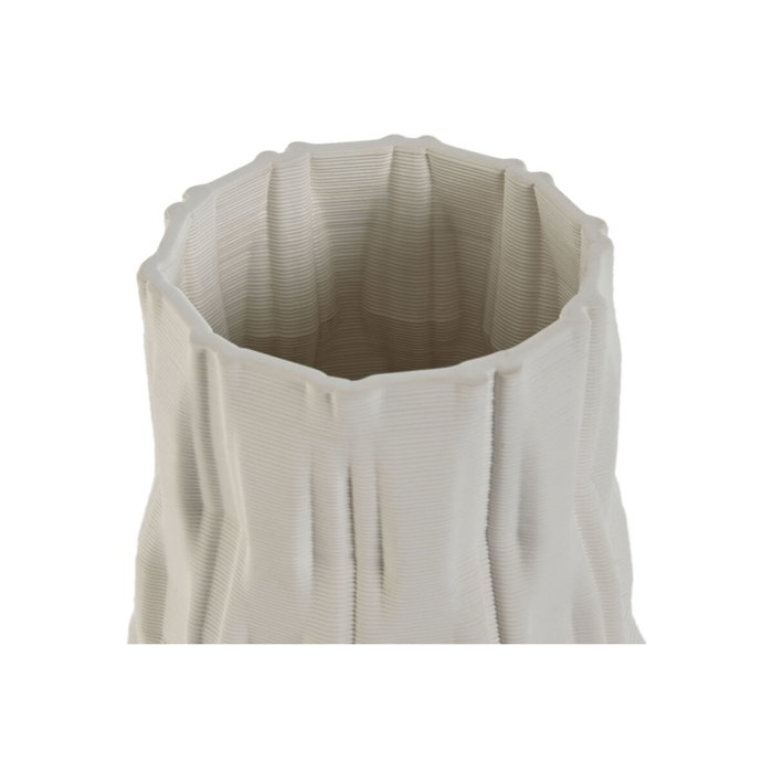 DKD Home Decor Jarrón de Gres Blanco con Acabado 3D