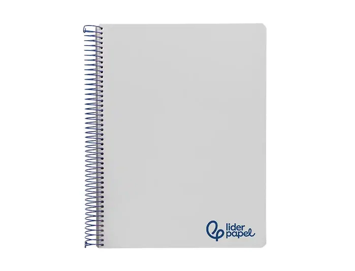 Liderpapel Cuaderno espiral A7 Micro Wonder, Tapa plástico, 100 hojas, 90gr, Cuadro 5mm, 4 bandas, Color gris