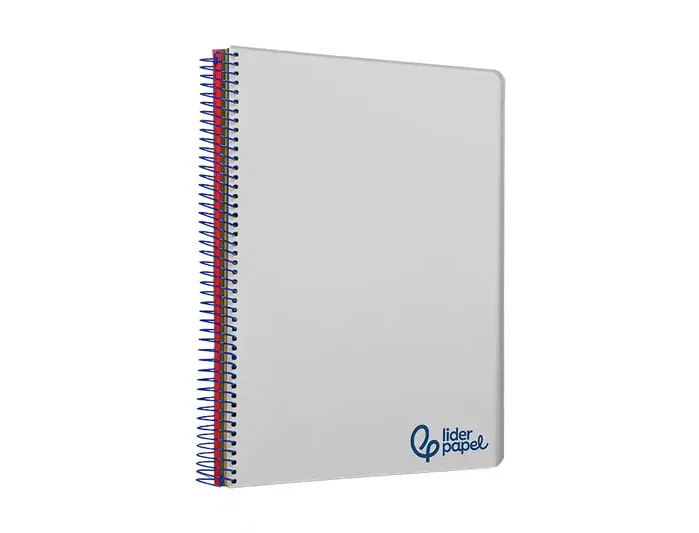 Liderpapel Cuaderno espiral A7 Micro Wonder, Tapa plástico, 100 hojas, 90gr, Cuadro 5mm, 4 bandas, Color gris