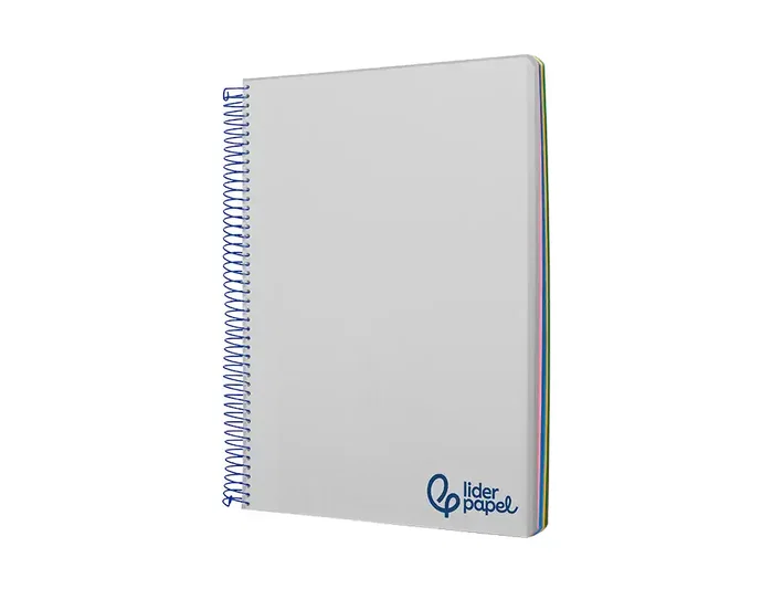 Liderpapel Cuaderno espiral A7 Micro Wonder, Tapa plástico, 100 hojas, 90gr, Cuadro 5mm, 4 bandas, Color gris
