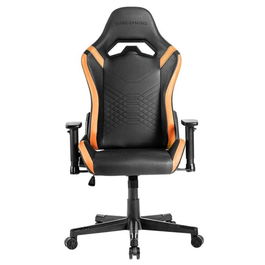 Mars Gaming Silla Gaming Giratoria MGCPRO, Respaldo Reclinable 90-135°, Reposabrazos 2D, Almohadillas Lumbar y Cervical, Ajuste de Altura, Base Acero, Negro/Naranja