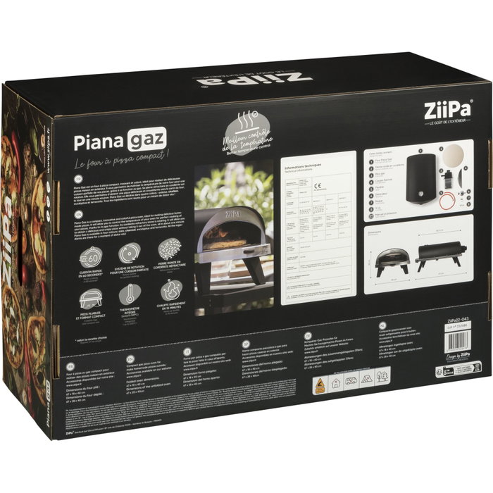 ZiiPa Piana Horno de gas para pizza color carbón