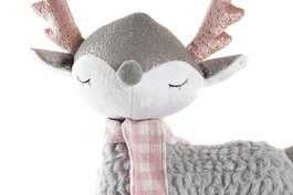 DKD Home Decor Figura de Navidad Ciervo Fantasía Poliéster Gris Rosa Blanco 11 x 49 x 20 cm
