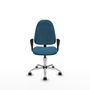 Silla de oficina Algarra con mecanismo Contacto permanente básico tapizada con Tela color Verde petróleo. Equipada con Base cromada, Brazos fijos y Ruedas de nailon 50 mm