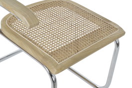 DKD Home Decor Silla Horeca Vintage Fuyang Olmo Ratan Acero Galvanizado Marron Claro Plateado Natural 62 x 79 x 65.5 cm (4 Unidades)