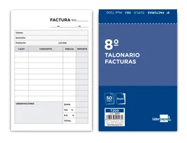 Liderpapel Talonario de Facturas 8º con IVA, Original y Copia