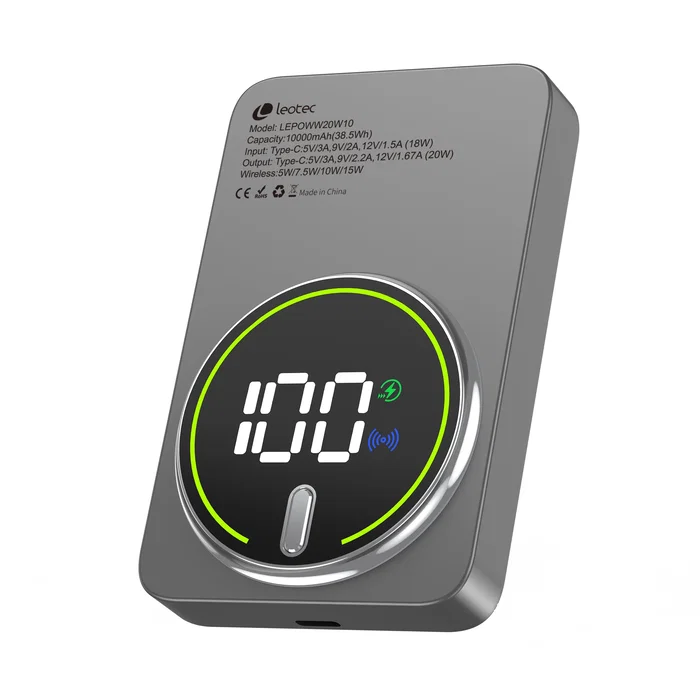 Leotec Power Bank Inalámbrico 10000mAh 20W Gris Leotec Power Bank Inalámbrico 10000mAh 20W Gris