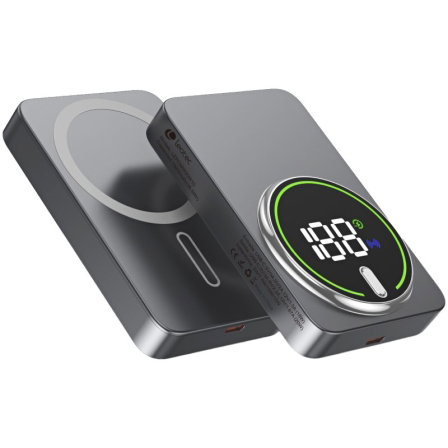 Leotec Powerbank 10000mAh 20W Wireless Gris con Cable USB-C
