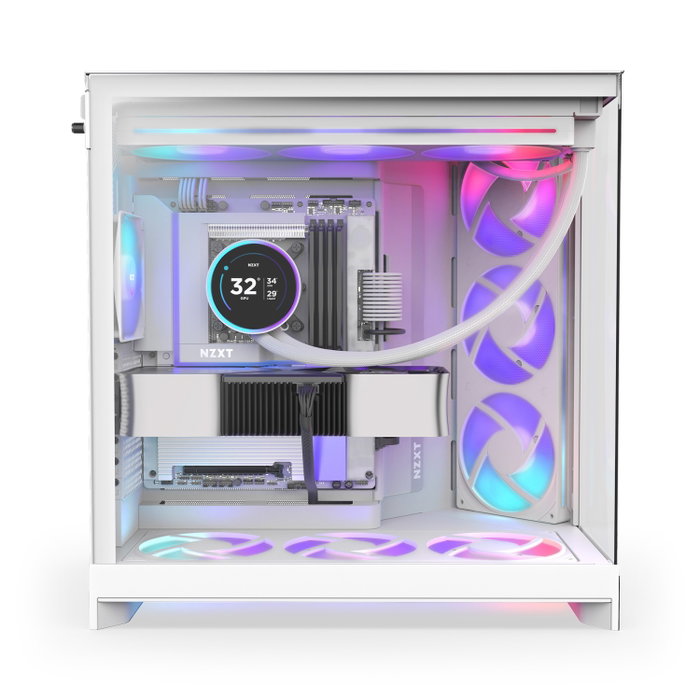 NZXT H9 Flow RGB+ All White Midi Tower con Ventiladores RGB