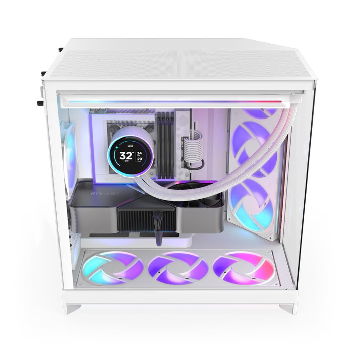 NZXT H9 Flow RGB+ All White Midi Tower con Ventiladores RGB