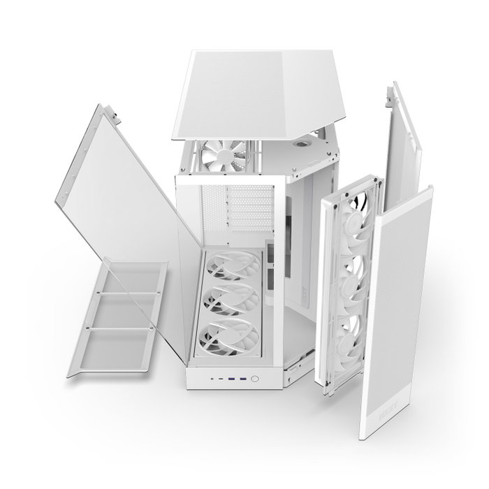 NZXT H9 Flow RGB+ All White Midi Tower con Ventiladores RGB