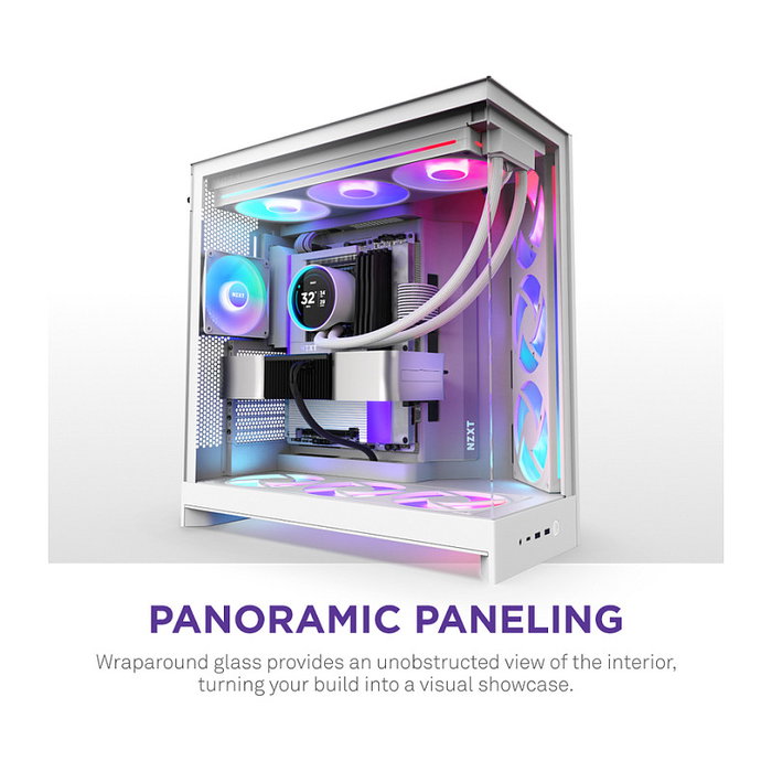NZXT H9 Flow RGB+ All White Midi Tower con Ventiladores RGB