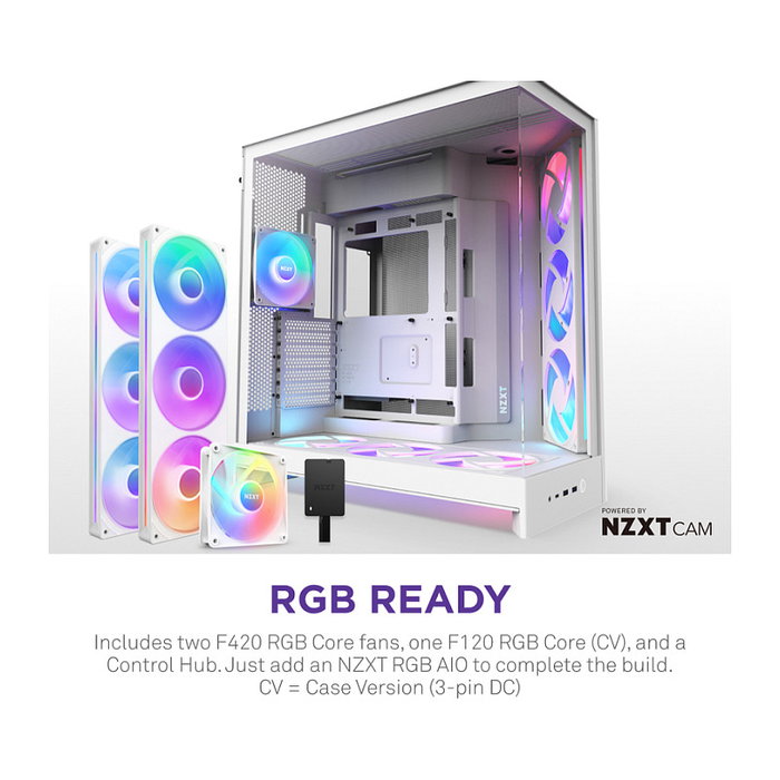 NZXT H9 Flow RGB+ All White Midi Tower con Ventiladores RGB