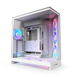 NZXT CAJA H9 FLOW RGB+ (2025) CM-H92FW-P1 Dual-Chamber Mid-Tower Case All White con Ventiladores y Controlador RGB