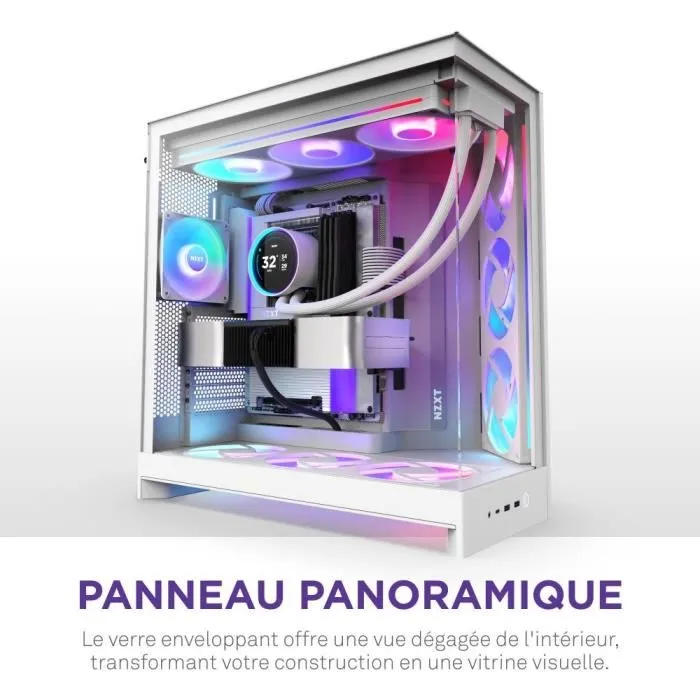 NZXT H9 Flow RGB+ All White Midi Tower con Ventiladores RGB