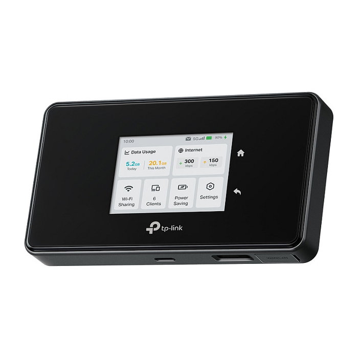 TP-Link M8550 5G WiFi 6E Router Portátil, Velocidad 5G hasta 3.4 Gbit/s y WLAN AX hasta 3.6 Gbit/s, con Puerto USB, Batería 4680 mAh, Negro