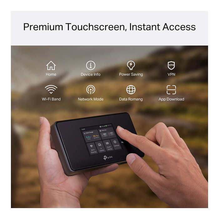 TP-Link M8550 5G WiFi 6E Router Portátil, Velocidad 5G hasta 3.4 Gbit/s y WLAN AX hasta 3.6 Gbit/s, con Puerto USB, Batería 4680 mAh, Negro