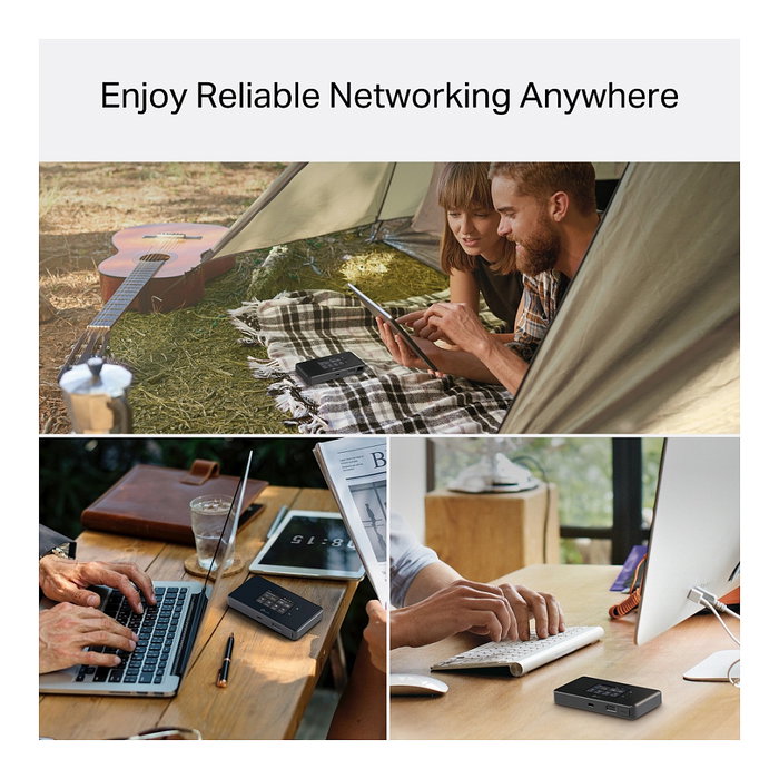 TP-Link M8550 5G WiFi 6E Router Portátil, Velocidad 5G hasta 3.4 Gbit/s y WLAN AX hasta 3.6 Gbit/s, con Puerto USB, Batería 4680 mAh, Negro