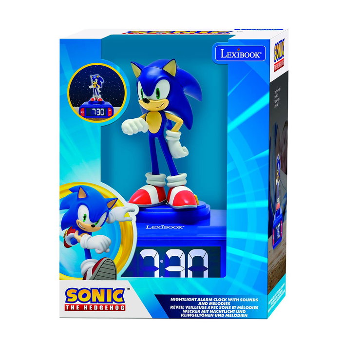 Lexibook Reloj Despertador Sonic RL800SN con Luz Nocturna y 6 Sonidos