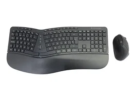 Conceptronic ORAZIO02ES Teclado y Mouse Inalámbrico Ergonómico Oficina RF QWERTY Español Negro - Combo Completo (125 teclas, 1600 DPI)