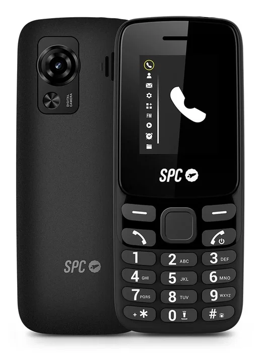 SPC Talk 2 Go - Teléfono Móvil Sencillo con Teclado, Pantalla 1.77", Dual SIM, Bluetooth, Radio FM, Linterna, USB-C, Batería 1000 mAh, Color Negro