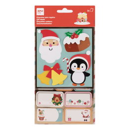 APLI Set de 5 Etiquetas de Regalo Navidad Noel para Bolsas