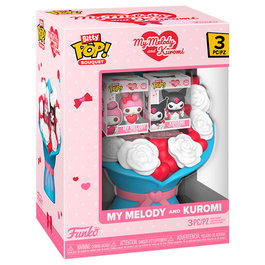 Funko Figura Bitty POP! Hello Kitty My Melody and Kuromi San Valentin Coleccionable