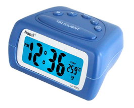 SAMI Despertador Parlante con Termómetro - Reloj Digital con Alarma y Sensor de Temperatura, Azul