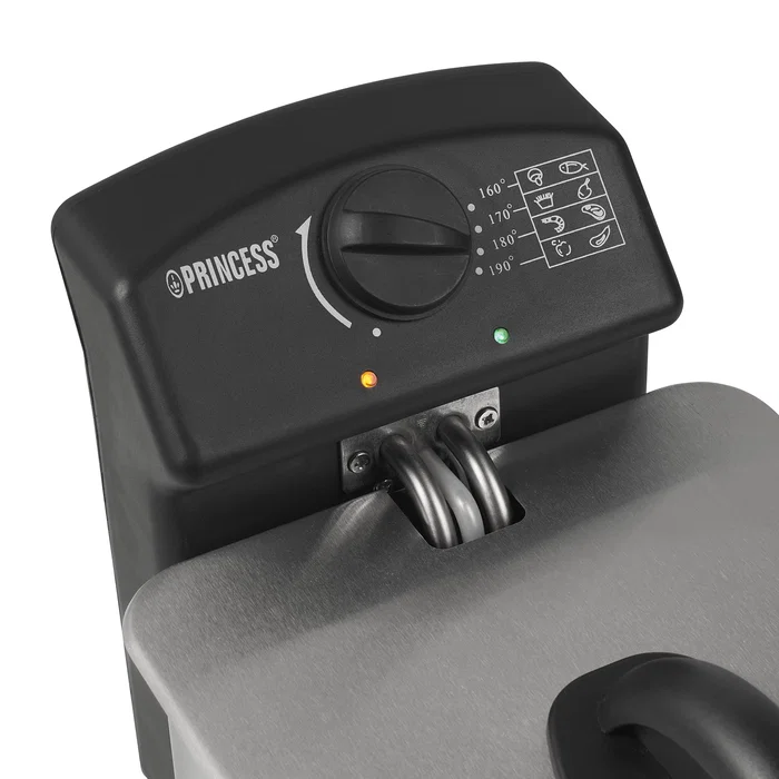Princess 182642 Freidora Eléctrica 4L 2000W - Color Negro/Acero Inoxidable con Sector Frío, Termostato y Piezas Desmontables