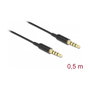 DeLOCK Cable de audio Ultra Slim 3,5 mm 4 pines macho a macho 0,5 m negro