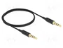 DeLOCK Cable estéreo 3,5 mm 4 pines Ultra Slim 0,5 m Negro