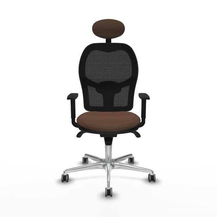 PIQUERAS Y CRESPO Silla de oficina Jorquera con mecanismo Sincro, Tela Marrón y Malla Negra PIQUERAS Y CRESPO Silla de oficina Jorquera con mecanismo Sincro, Tela Marrón y Malla Negra