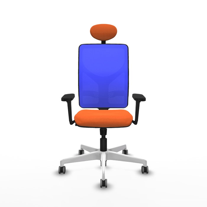 PIQUERAS Y CRESPO Silla de oficina Motilla con mecanismo Sincro, Tela Naranja y Malla Azul PIQUERAS Y CRESPO Silla de oficina Motilla con mecanismo Sincro, Tela Naranja y Malla Azul