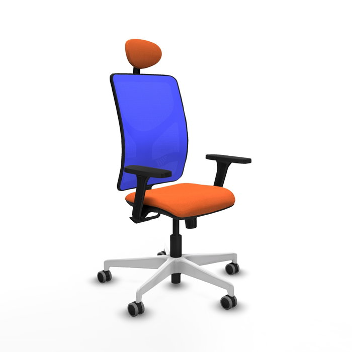 PIQUERAS Y CRESPO Silla de oficina Motilla con mecanismo Sincro, Tela Naranja y Malla Azul PIQUERAS Y CRESPO Silla de oficina Motilla con mecanismo Sincro, Tela Naranja y Malla Azul