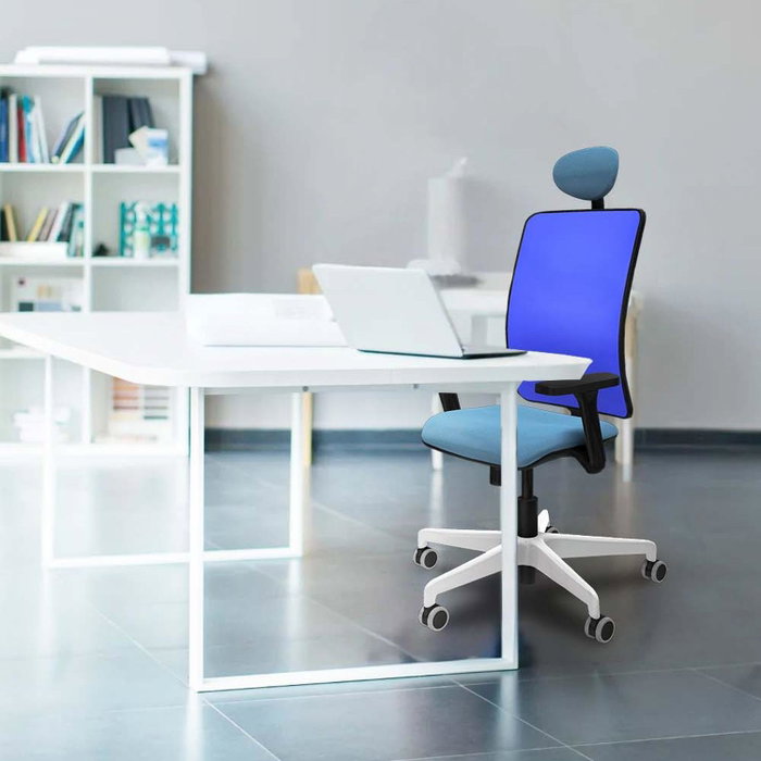 PIQUERAS Y CRESPO Silla de oficina Motilla con mecanismo Sincro, Tela Naranja y Malla Azul PIQUERAS Y CRESPO Silla de oficina Motilla con mecanismo Sincro, Tela Naranja y Malla Azul