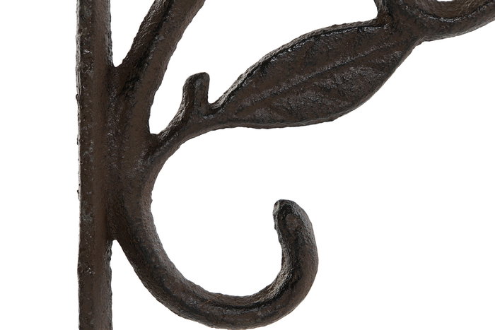 DKD Home Decor Soporte de Hierro Colado con Gancho para Maceta Terraza Jardín Marrón Oscuro 19 x 22.5 x 3.5 cm
