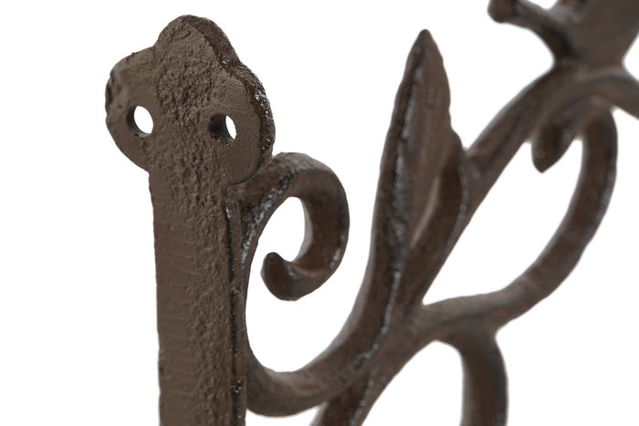 DKD Home Decor Soporte de Hierro Colado con Gancho para Maceta Terraza Jardín Marrón Oscuro 19 x 22.5 x 3.5 cm