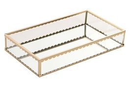 DKD Home Decor Bandeja Decoracion Glam Dorado Metal y Cristal 14 x 4 x 24 cm (4 Unidades)