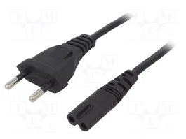 AKYGA Cable de Alimentación H03VVH2-F 2x0,5mm2 CEE 7/16 a IEC C7